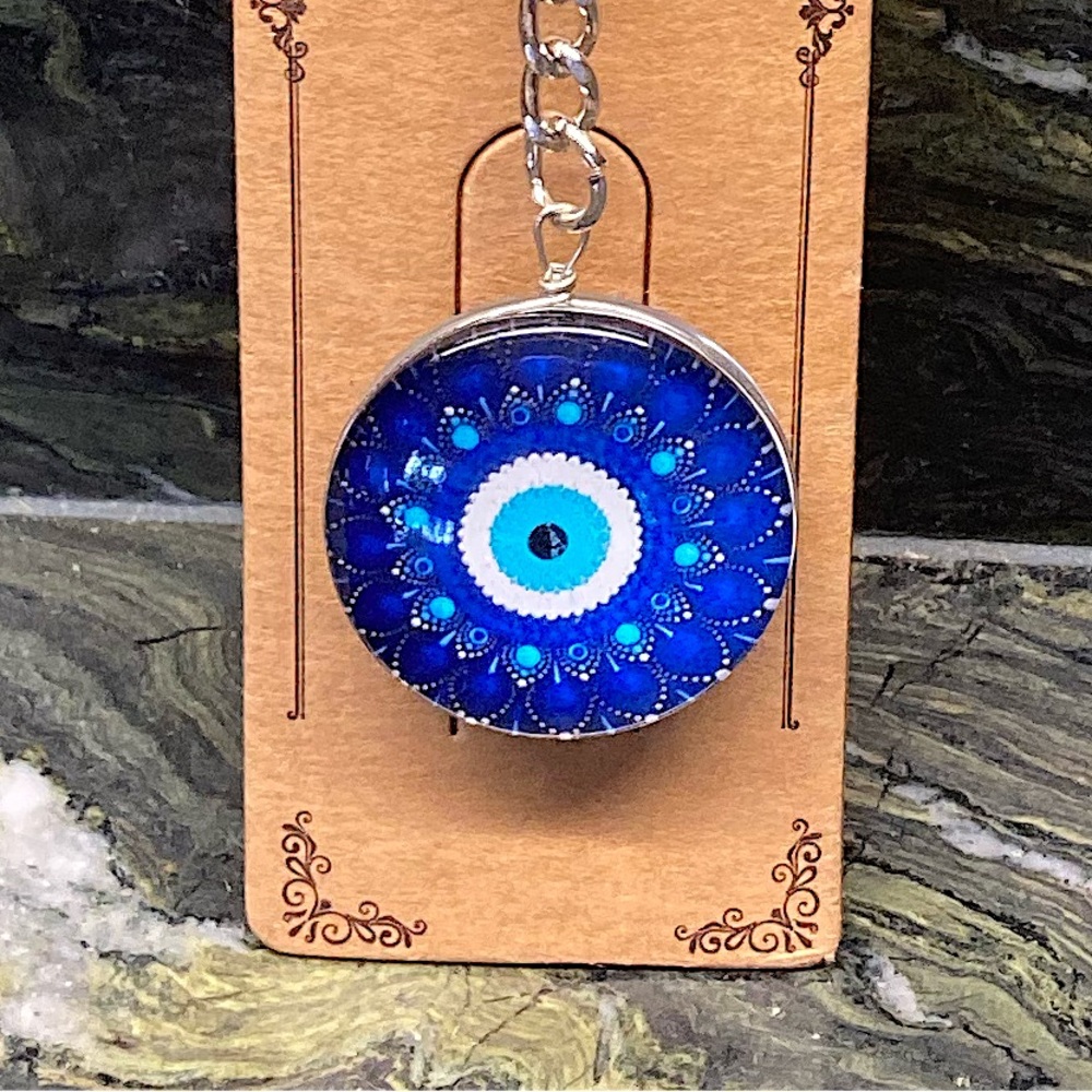 Evil Eye Blue Bag Charm Keychain Pendant Hand Crafted New - Picture 2 of 8